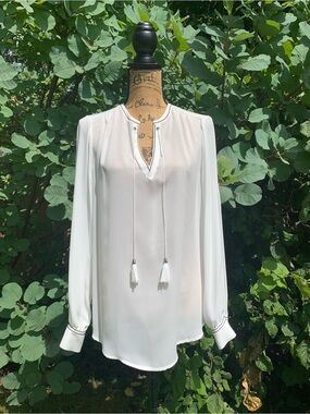 IVANKA TRUMP ladies 100% poly white peasant style blouse size SP NWT